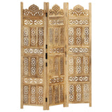 Hand Carved 3-Panel Room Divider 120x165 cm Solid Mango Wood