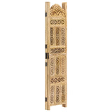 Hand Carved 3-Panel Room Divider 120x165 cm Solid Mango Wood - Front View