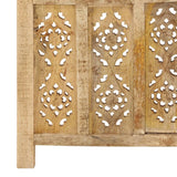 Hand Carved 3-Panel Room Divider 120x165 cm Solid Mango Wood - 45-Degree Angle