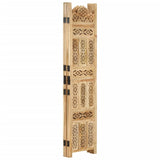 Hand Carved 4-Panel Room Divider 160x165 cm Solid Mango Wood - Front View