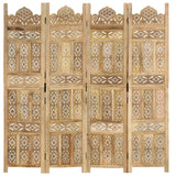 Hand Carved 4-Panel Room Divider 160x165 cm Solid Mango Wood - Rear View