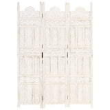 Hand carved 3-Panel Room Divider White 120x165 cm Solid Mango Wood - Rear View