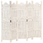 Hand carved 5-Panel Room Divider White 200x165 cm