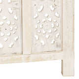 Hand carved 5-Panel Room Divider White 200x165 cm Solid Mango Wood - 45-Degree Angle