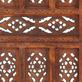 Hand Carved 3-Panel Room Divider Brown 120x165 cm Solid Mango Wood - Top-Down View