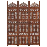 Hand Carved 3-Panel Room Divider Brown 120x165 cm Solid Mango Wood - Rear View