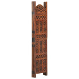 Hand carved 4-Panel Room Divider Brown 160x165 cm Solid Mango Wood - Front View