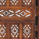 Hand carved 4-Panel Room Divider Brown 160x165 cm Solid Mango Wood - Top-Down View