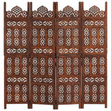 Hand carved 4-Panel Room Divider Brown 160x165 cm Solid Mango Wood - Rear View