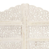 Hand carved 4-Panel Room Divider White 160x165 cm - Side View