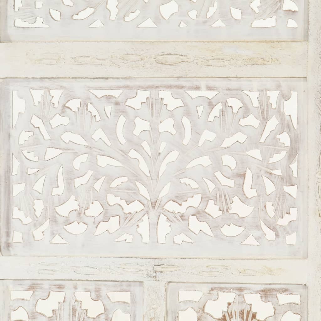 Hand carved 4-Panel Room Divider White 160x165 cm