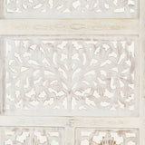 Hand carved 4-Panel Room Divider White 160x165 cm
