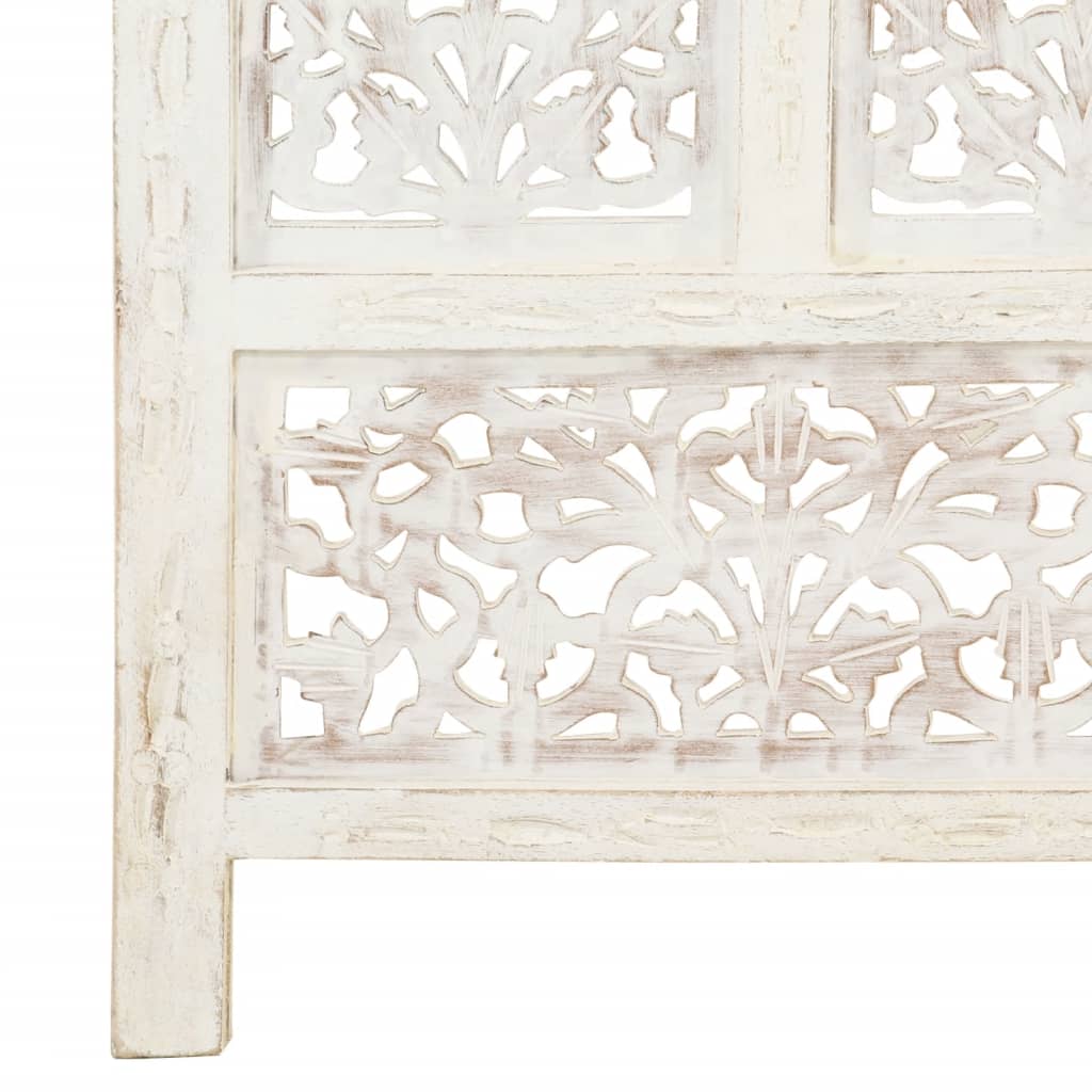 Hand carved 4-Panel Room Divider White 160x165 cm