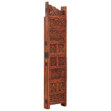 Hand carved 4-Panel Room Divider Brown 160x165 cm Solid Mango Wood - Front View