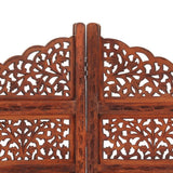 Hand carved 4-Panel Room Divider Brown 160x165 cm Solid Mango Wood - Side View