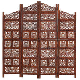 Hand carved 4-Panel Room Divider Brown 160x165 cm Solid Mango Wood - Rear View