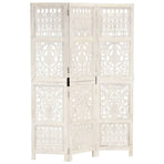 Hand carved 3-Panel Room Divider White 120x165 cm