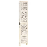 Hand Carved 3-Panel Room Divider White 120x165 cm Solid Mango Wood - Front View
