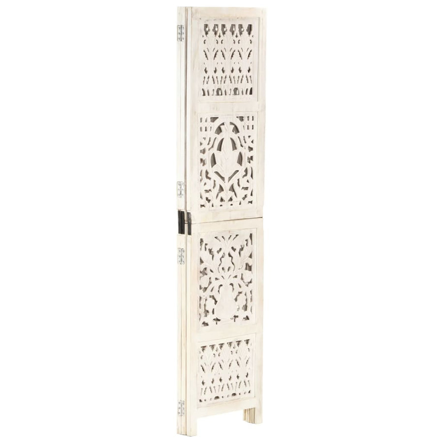 Hand carved 3-Panel Room Divider White 120x165 cm