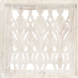 Hand Carved 3-Panel Room Divider White 120x165 cm Solid Mango Wood - Side View