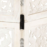 Hand Carved 3-Panel Room Divider White 120x165 cm Solid Mango Wood - Top-Down View