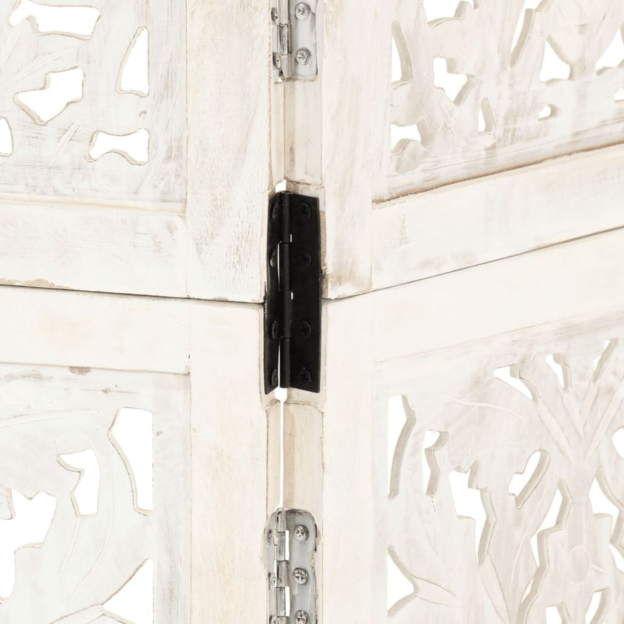 Hand carved 3-Panel Room Divider White 120x165 cm