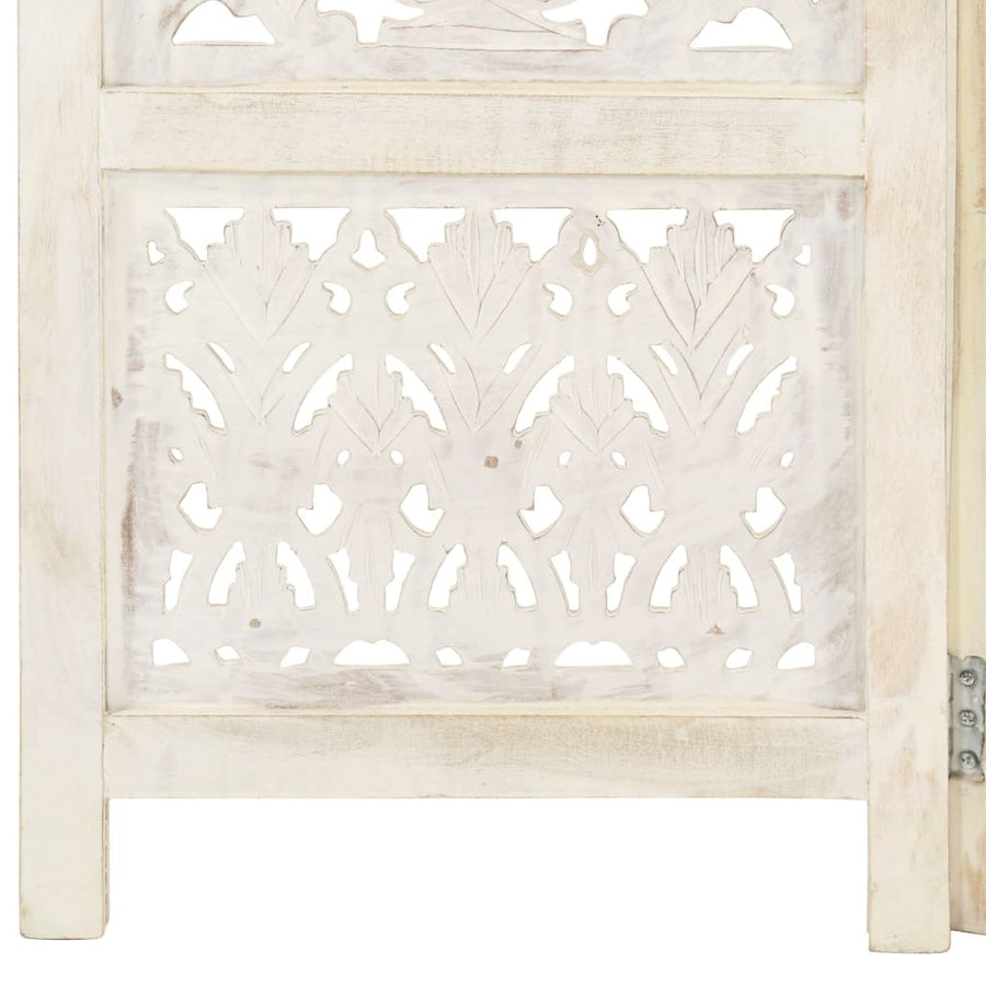 Hand carved 3-Panel Room Divider White 120x165 cm