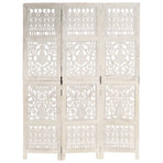 Hand carved 3-Panel Room Divider White 120x165 cm