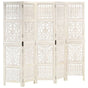 Hand carved 5-Panel Room Divider White 200x165 cm