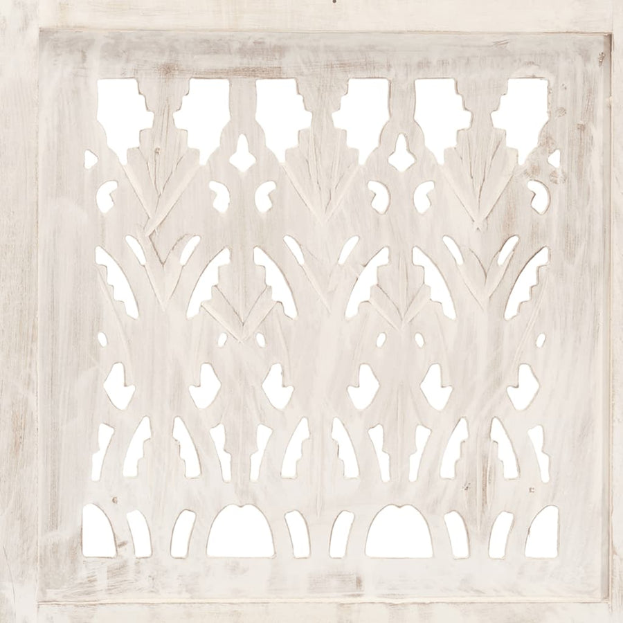 Hand carved 5-Panel Room Divider White 200x165 cm