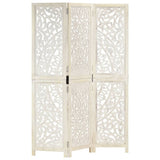 Hand carved 3-Panel Room Divider White 120x165 cm