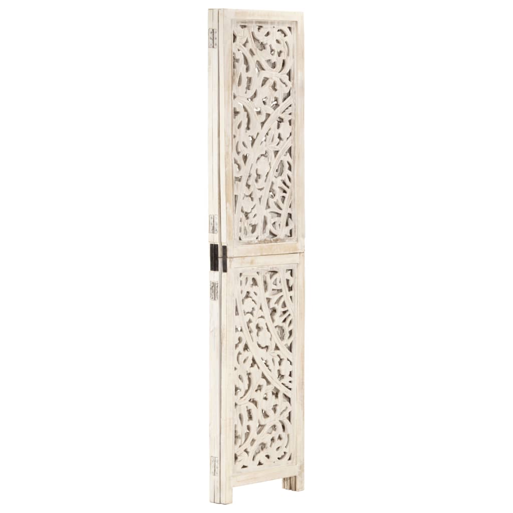 Hand carved 3-Panel Room Divider White 120x165 cm