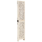 Hand carved 3-Panel Room Divider White 120x165 cm - Front View