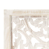 Hand carved 3-Panel Room Divider White 120x165 cm - Side View