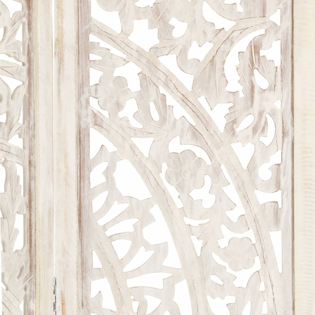 Hand carved 3-Panel Room Divider White 120x165 cm