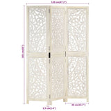 Hand carved 3-Panel Room Divider White 120x165 cm