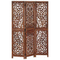 Hand carved 3-Panel Room Divider Brown 120x165 cm