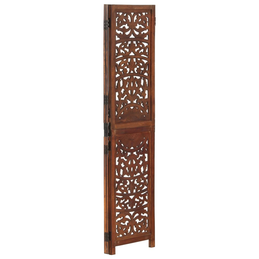 Hand carved 3-Panel Room Divider Brown 120x165 cm