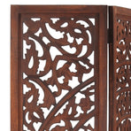 Hand carved 3-Panel Room Divider Brown 120x165 cm