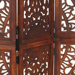 Hand carved 3-Panel Room Divider Brown 120x165 cm
