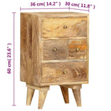 Bedside Cabinet 36x30x60 cm Solid Mango Wood - Low Angle