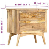Bedside Cabinet 65x35x60 cm Solid Mango Wood - Low Angle