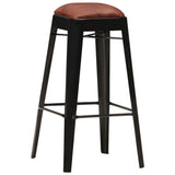 Bar Stools 4 pcs Black Real Leather - Extra Image