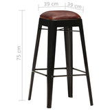 Bar Stools 4 pcs Black Real Leather - Close-Up Angle