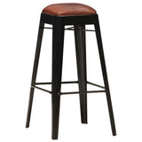 Bar Stools 4 pcs Black Real Leather - Low Angle