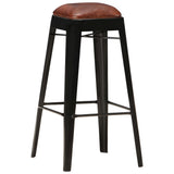 Bar Stools 4 pcs Black Real Leather - Extra Image