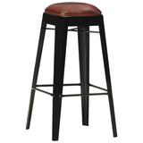 Bar Stools 4 pcs Black Real Leather