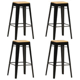 Bar Stools 4 pcs Black Solid Mango Wood