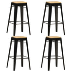 Bar Stools 4 pcs Black Solid Mango Wood