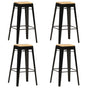 Bar Stools 4 pcs Black Solid Mango Wood